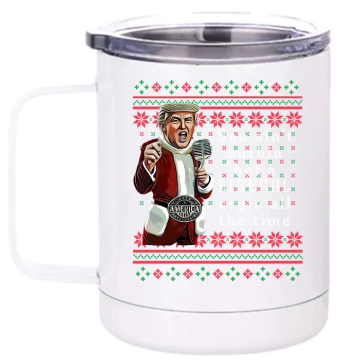 Jingle Joe Biden Xmas Carol Trump Ugly Christmas Sweater Gift Front & Back 12oz Stainless Steel Tumbler Cup