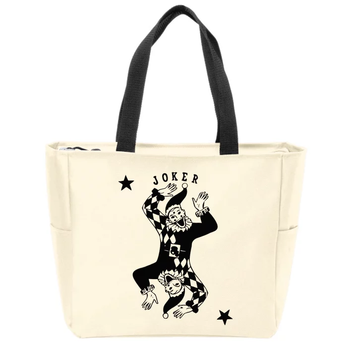 Joker Jester Clown Card Poker Playing Wild Card Gift Zip Tote Bag