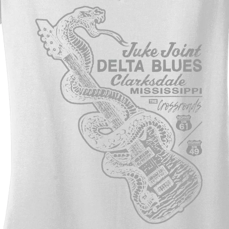 Juke Joint Delta Blues Music Women's V-Neck T-Shirt