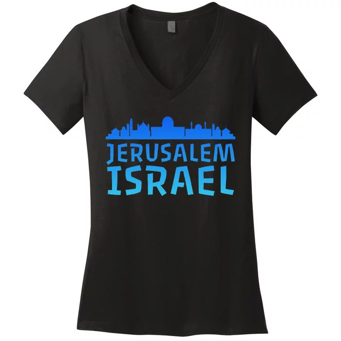 Jewish Jerusalem Design I Love Israel Women's V-Neck T-Shirt