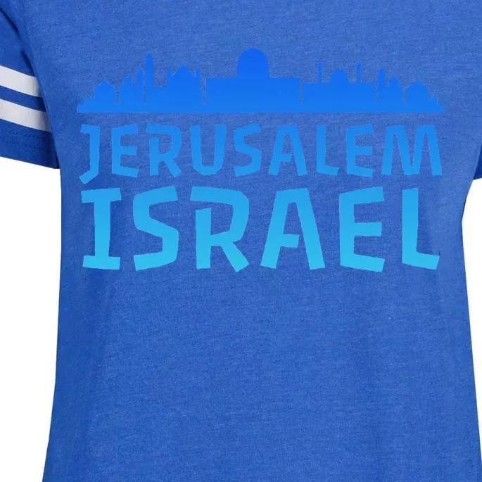 Jewish Jerusalem Design I Love Israel Enza Ladies Jersey Football T-Shirt