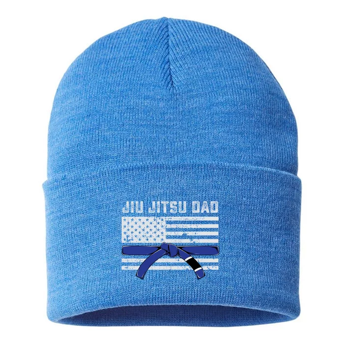 Jiu Jitsu Dad Blue Belt Police Lives Matter Thin Blue Line Great Gift Sustainable Knit Beanie