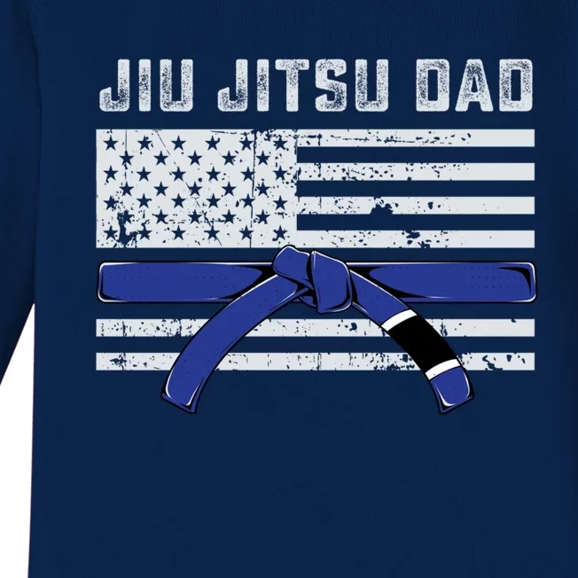 Jiu Jitsu Dad Blue Belt Police Lives Matter Thin Blue Line Great Gift Baby Long Sleeve Bodysuit