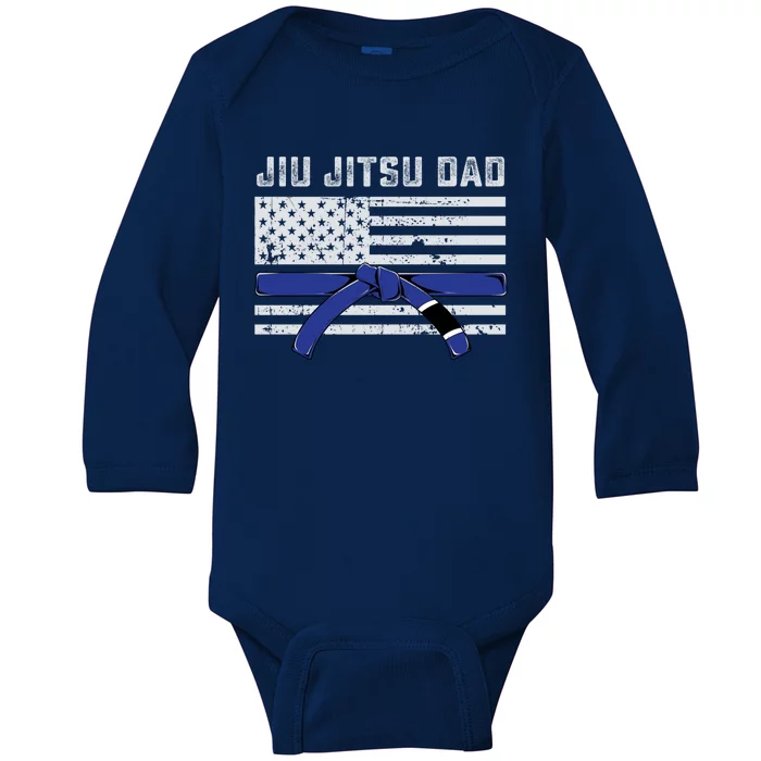 Jiu Jitsu Dad Blue Belt Police Lives Matter Thin Blue Line Great Gift Baby Long Sleeve Bodysuit