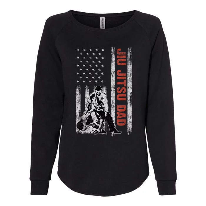 Jiu Jitsu Dad American Flag Fathers Day 4th Of July Gift Womens California Wash Sweatshirt