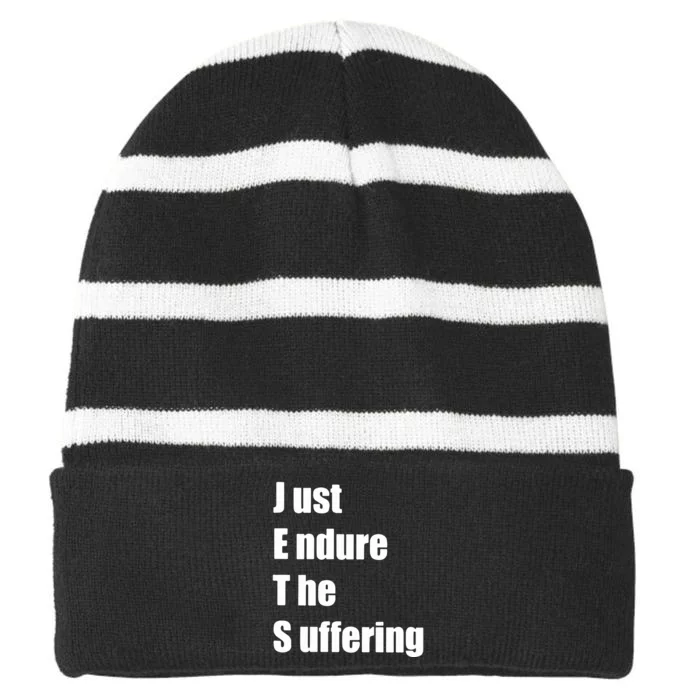 Jets Just Endure Suffering Striped Beanie with Solid Band