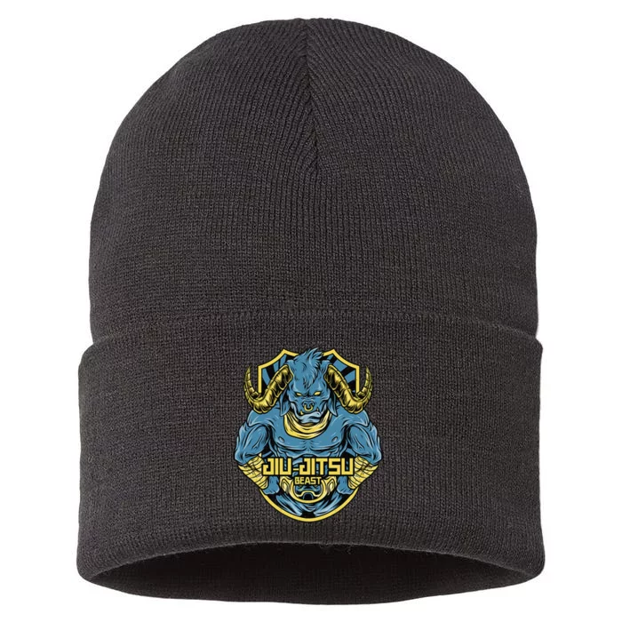 Jiu jitsu Funny definition BJJ or MMA grappler Sustainable Knit Beanie