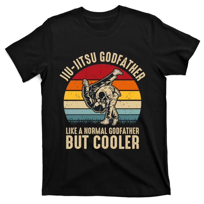 Jiu Jitsu Godfather Like A Normal Dad But Cooler Funny Dad Gifts Retro Plus Size T-Shirt