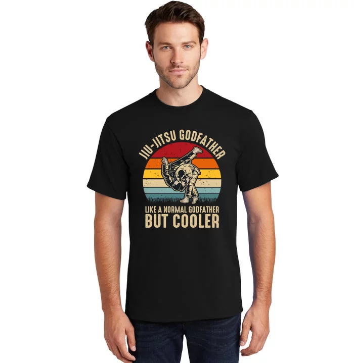 Jiu Jitsu Godfather Like A Normal Dad But Cooler Funny Dad Gifts Retro Plus Size Tall T-Shirt