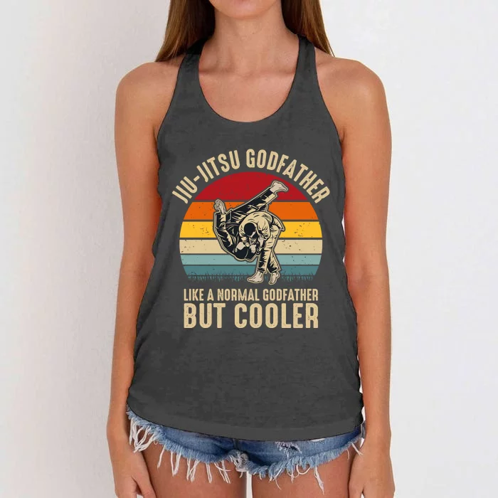 Jiu Jitsu Godfather Like A Normal Dad But Cooler Funny Dad Gifts Retro Plus Size Women's Knotted Racerback Tank