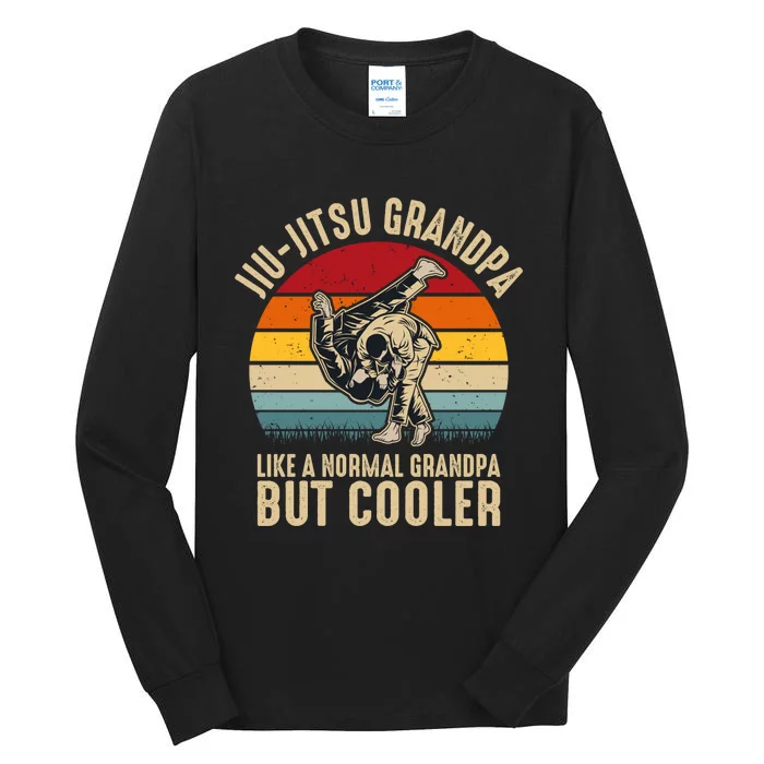 Jiu Jitsu Grandpa Like A Normal But Cooler Funny Dad Gifts Retro Plus Size Tall Long Sleeve T-Shirt