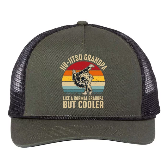 Jiu Jitsu Grandpa Like A Normal But Cooler Funny Dad Gifts Retro Plus Size Retro Rope Trucker Hat Cap