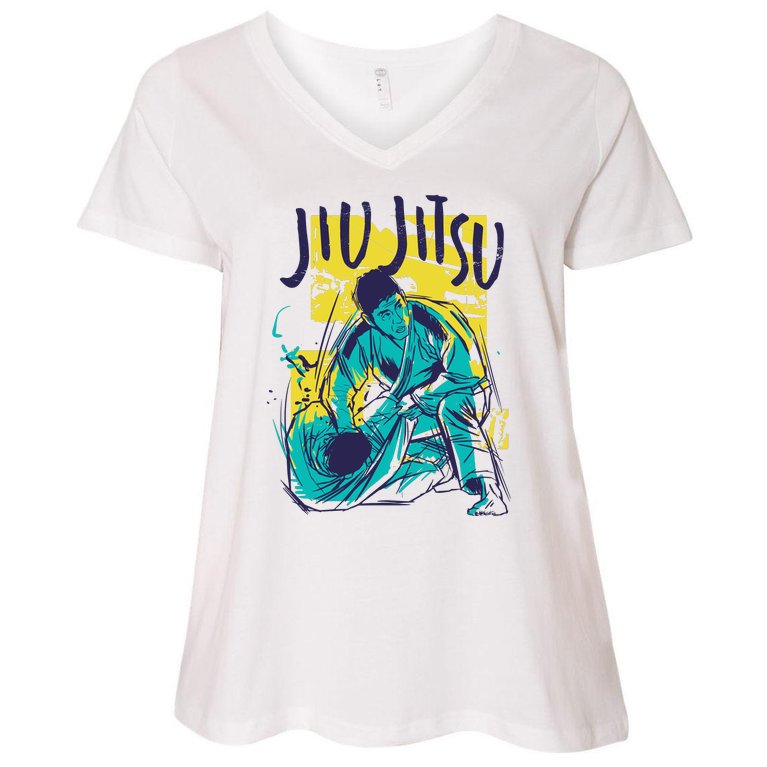Jiu Jitsu Grunge Women's V-Neck Plus Size T-Shirt