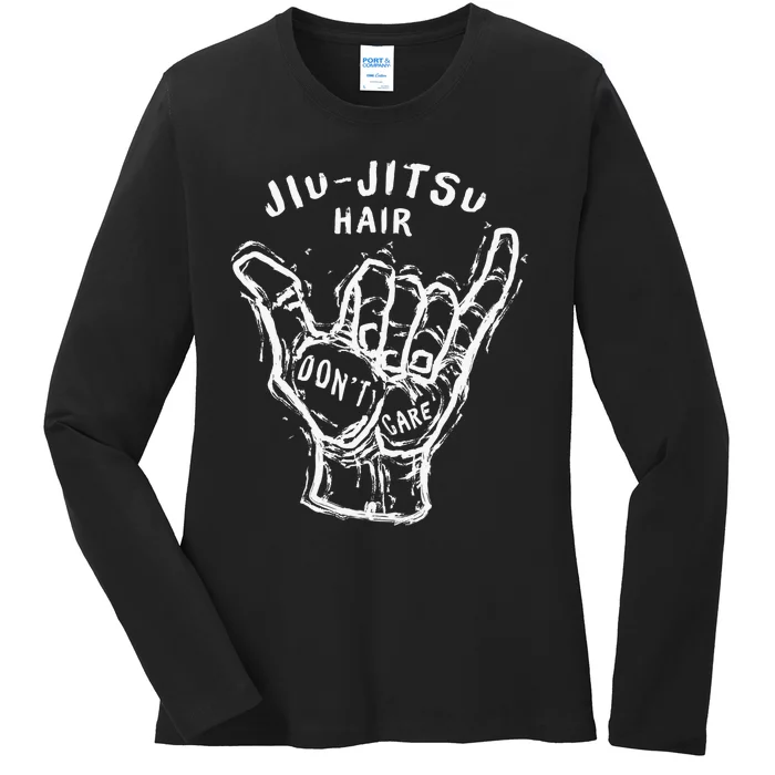 Jiu Jitsu Hair Don't Care Cool Combat BJJ MMA Ladies Long Sleeve Shirt