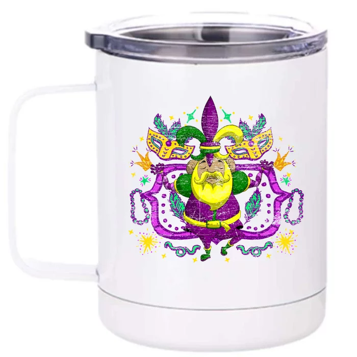 Joker Jester Hat Masquerade Parade Funny Mardi Gras Cute Gift Front & Back 12oz Stainless Steel Tumbler Cup