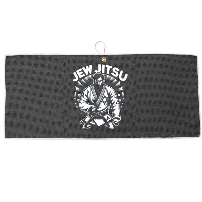 Jew Jitsu Israeli Man Jiu Jitsu Fighter Funny Jewish Large Microfiber Waffle Golf Towel