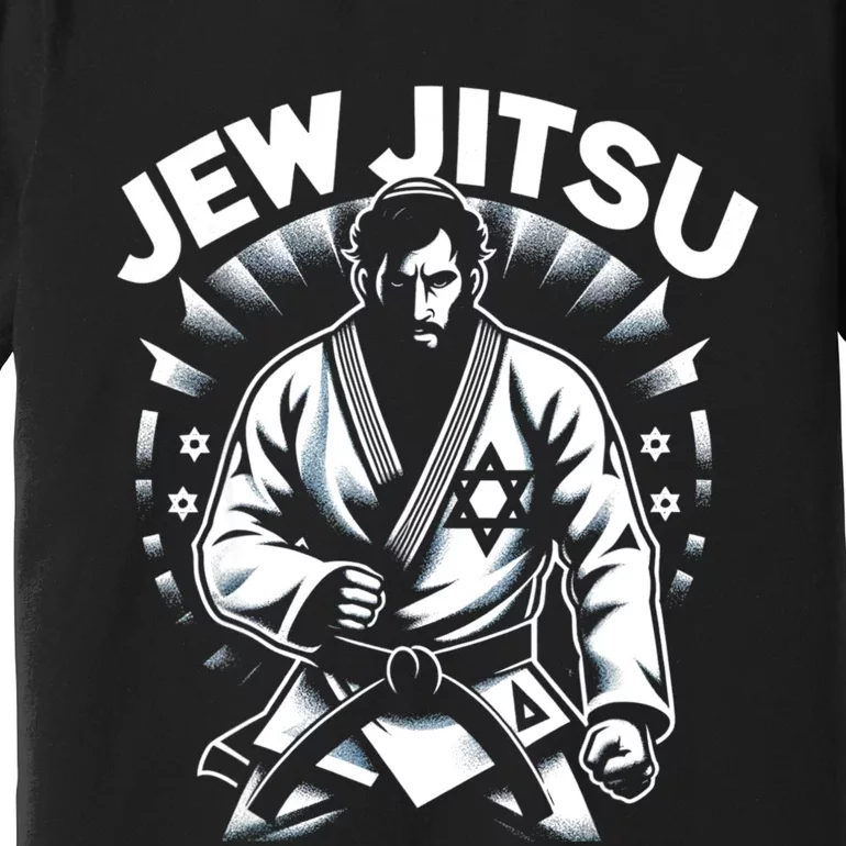 Jew Jitsu Israeli Man Jiu Jitsu Fighter Funny Jewish Premium T-Shirt