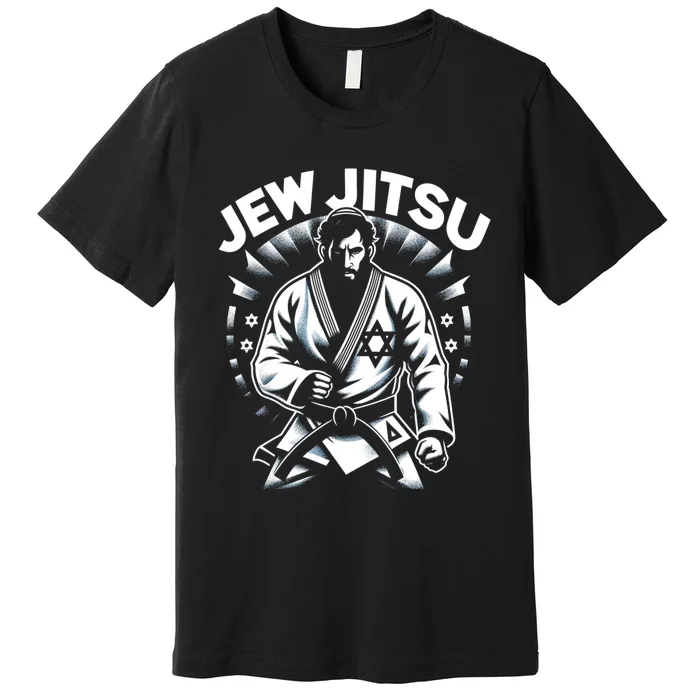 Jew Jitsu Israeli Man Jiu Jitsu Fighter Funny Jewish Premium T-Shirt