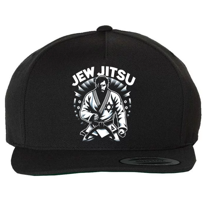 Jew Jitsu Israeli Man Jiu Jitsu Fighter Funny Jewish Wool Snapback Cap