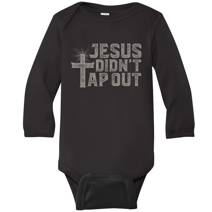 Jiu Jitsu Jesus Faith Christian Jesus DidnT Tap Out Baby Long Sleeve Bodysuit