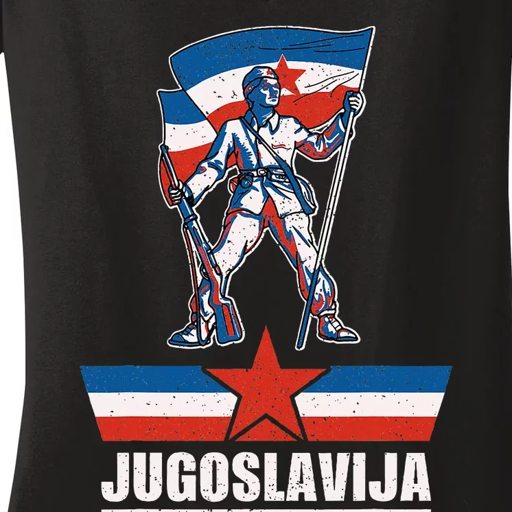 Jugoslavija Jugo Jebiga Balkan Sfrj Jugoslavia Women's V-Neck T-Shirt