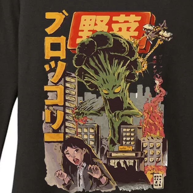 Japanese Japan Kaiju Vegetable Broccoli Anime Womens CVC Long Sleeve Shirt