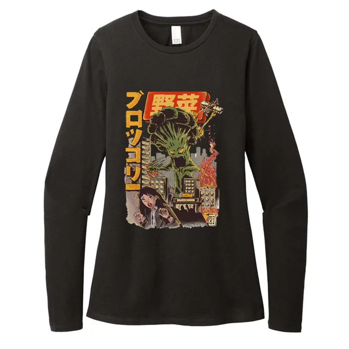 Japanese Japan Kaiju Vegetable Broccoli Anime Womens CVC Long Sleeve Shirt