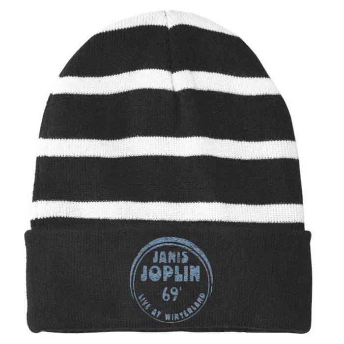 Janis Joplin Live At Winterland 1969 Striped Beanie with Solid Band