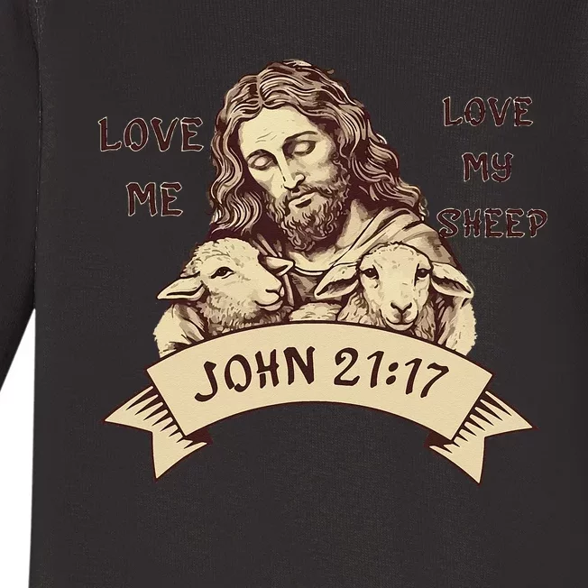 JOHN2117 Jesus Love Me Love My Sheep Christian Baby Long Sleeve Bodysuit