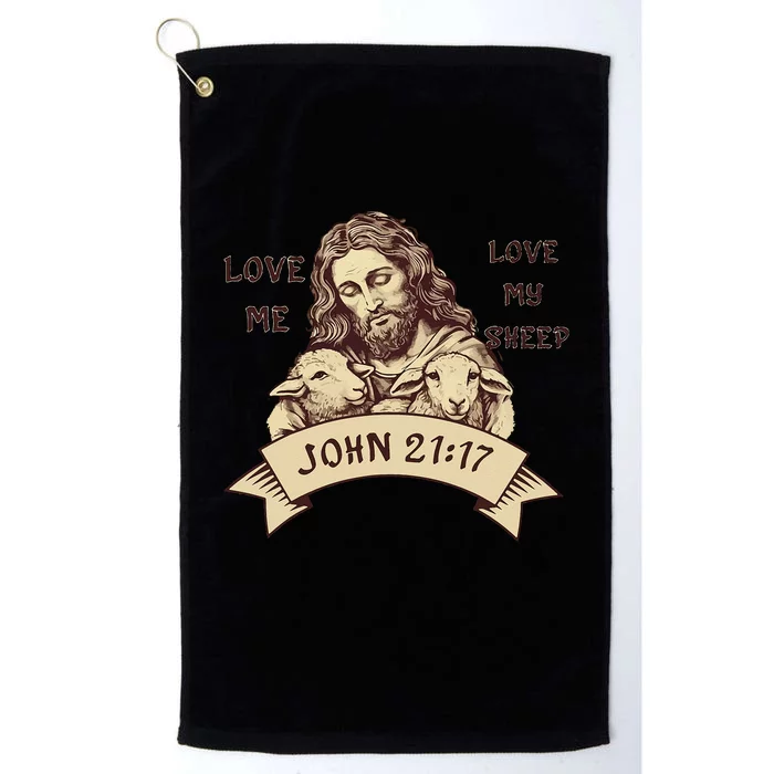 JOHN2117 Jesus Love Me Love My Sheep Christian Platinum Collection Golf Towel