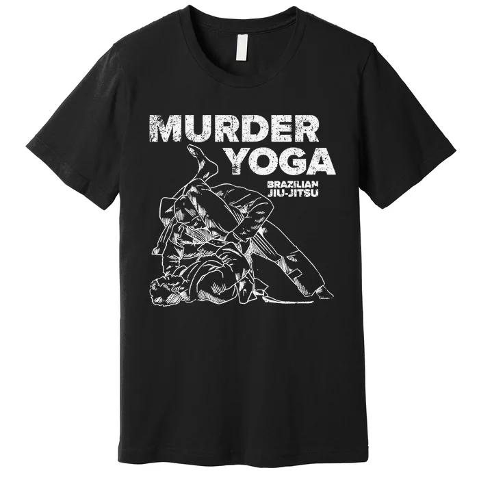 Jiu Jitsu Murder Yoga Vintage Sunset Funny Brazilian Premium T-Shirt