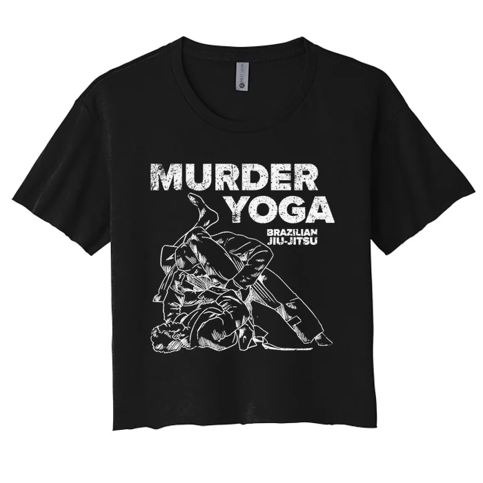 Jiu Jitsu Murder Yoga Vintage Sunset Funny Brazilian Women's Crop Top Tee