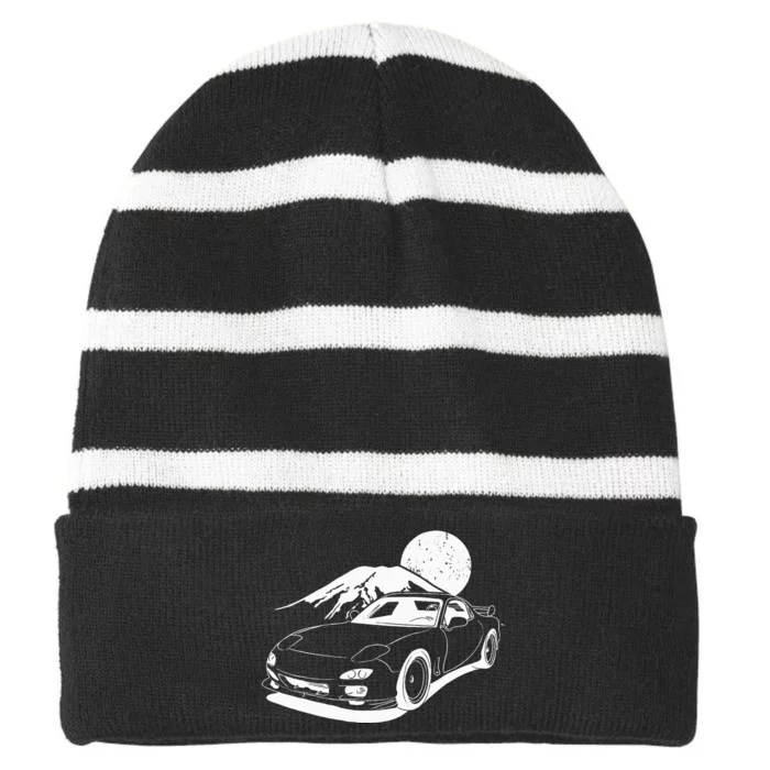 JDM Japan Motorsport Tuning Car Legend 90s Striped Beanie with Solid Band