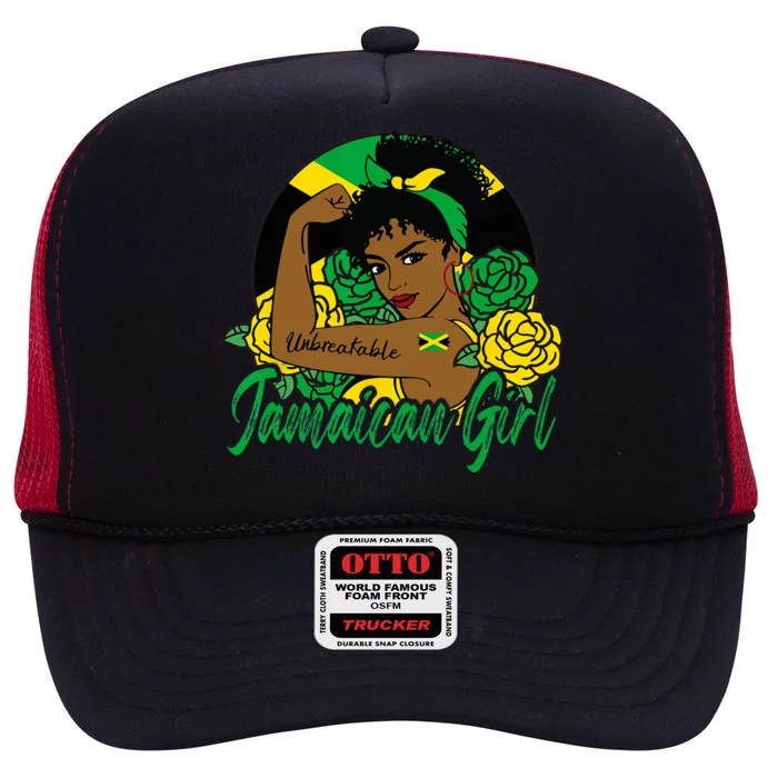 Jamaica Jamaican Mujer Jamaican Flag High Crown Mesh Trucker Hat