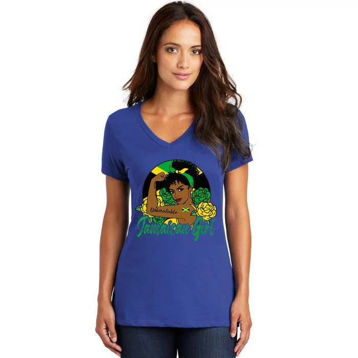 Jamaica Jamaican Mujer Jamaican Flag Women's V-Neck T-Shirt