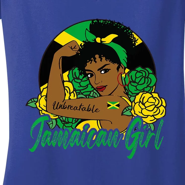 Jamaica Jamaican Mujer Jamaican Flag Women's V-Neck T-Shirt