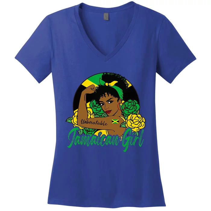 Jamaica Jamaican Mujer Jamaican Flag Women's V-Neck T-Shirt