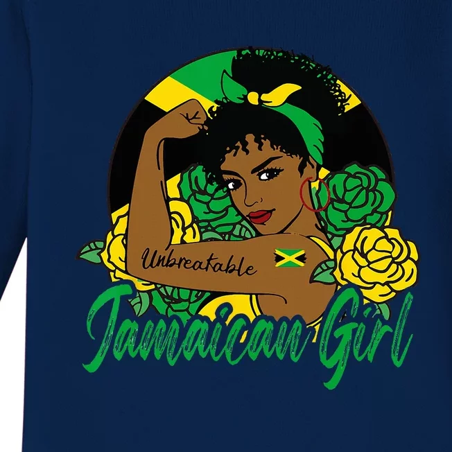 Jamaica Jamaican Mujer Jamaican Flag Baby Long Sleeve Bodysuit