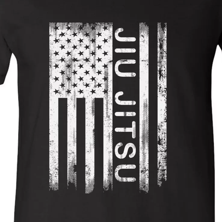 Jiu Jitsu Martial Arts American Flag V-Neck T-Shirt