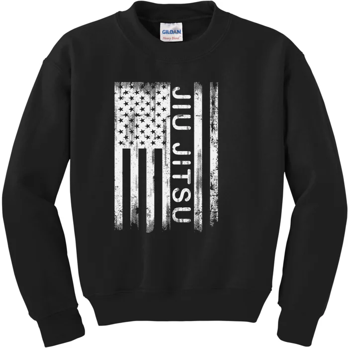 Jiu Jitsu Martial Arts American Flag Kids Sweatshirt