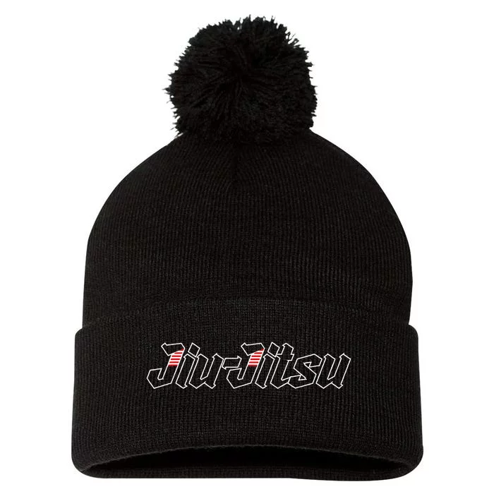 Jiu Jitsu Martial Arts Self Defense Sparring Grappling Pom Pom 12in Knit Beanie