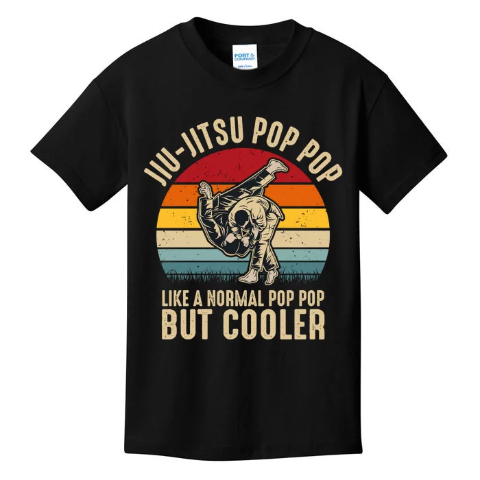 Jiu Jitsu Pop Pop Like A Normal But Cooler Funny Dad Gifts Retro Plus Size Kids T-Shirt