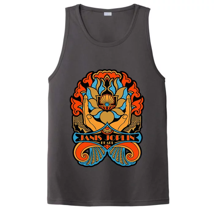 J.A.N.I.S J.O.P.L.I.N Pearl Art Nouveau Lotus Flower Performance Tank