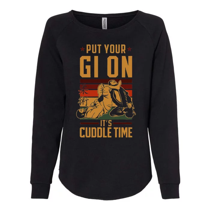 Jiu Jitsu Retro Vintage Put Your Gi On ItS Cuddle Time Womens California Wash Sweatshirt