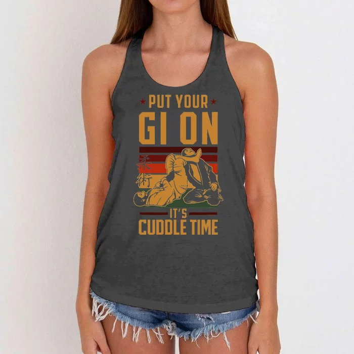 Jiu Jitsu Retro Vintage Put Your Gi On ItS Cuddle Time Women's Knotted Racerback Tank