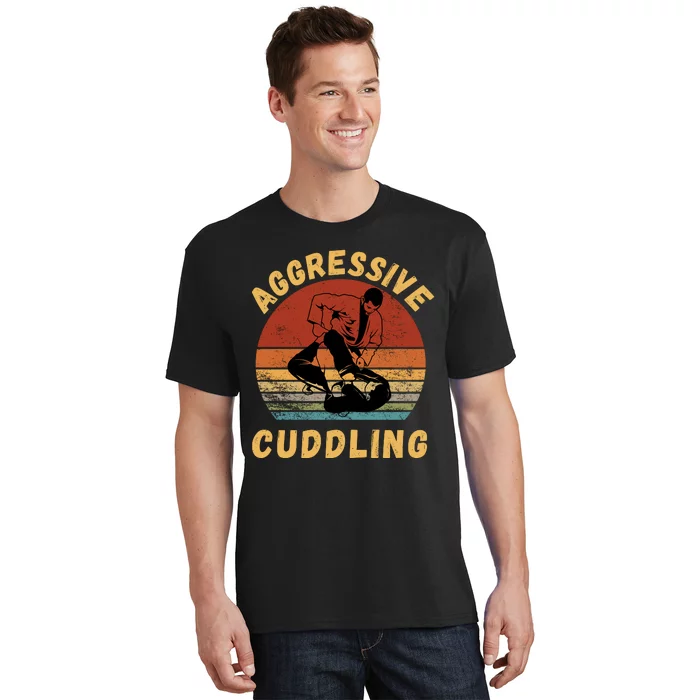 Jiu Jitsu Shirts Aggressive Cuddling Vintage BJJ MMA Jujitsu T-Shirt