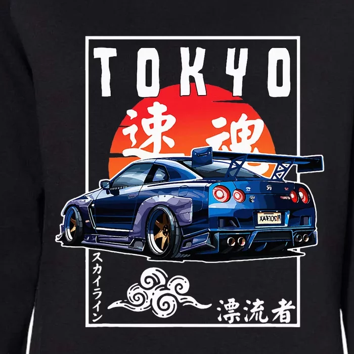 Jdm Japanese Streetwear Tokyo R34 Car Drift Car Lovers Womens California Wash Sweatshirt