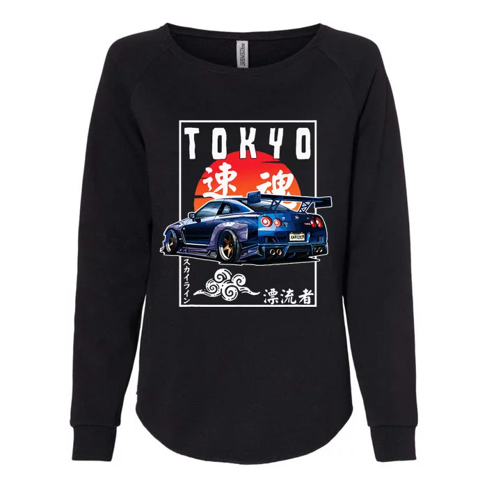 Jdm Japanese Streetwear Tokyo R34 Car Drift Car Lovers Womens California Wash Sweatshirt