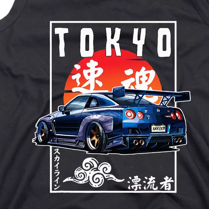 Jdm Japanese Streetwear Tokyo R34 Car Drift Car Lovers Tank Top