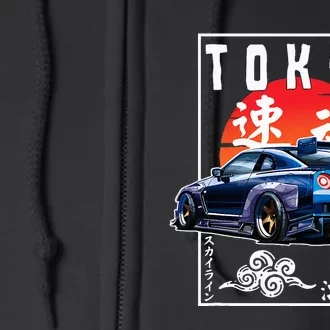 Jdm Japanese Streetwear Tokyo R34 Car Drift Car Lovers Full Zip Hoodie